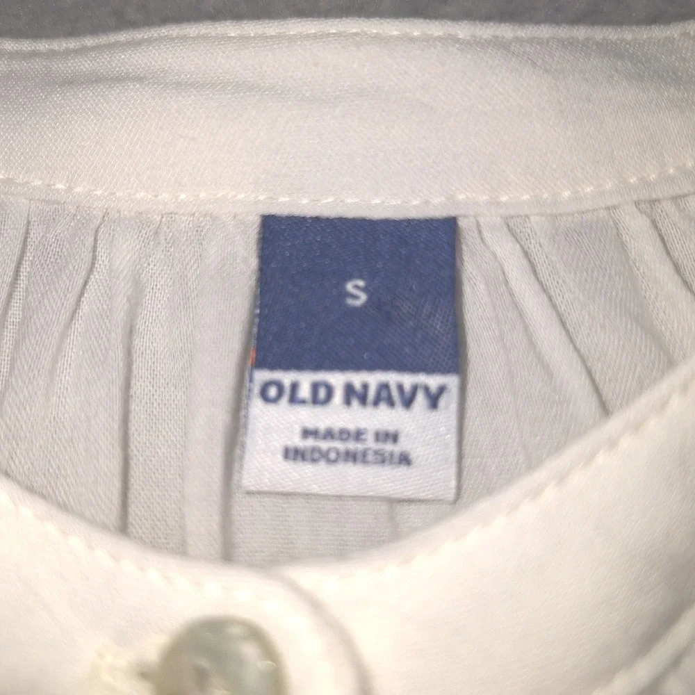 Old Navy‎ Blouse Womens Small White Embroidered Button Front Boho Cottagecore